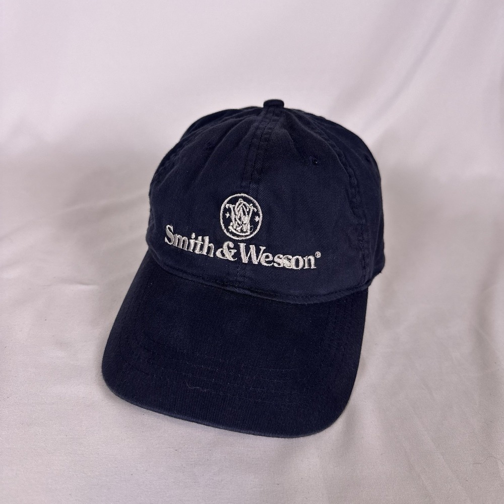 Smith & Wesson Strapback Hat Falcon Embroidered Logo Adjustable Cap Navy Blue